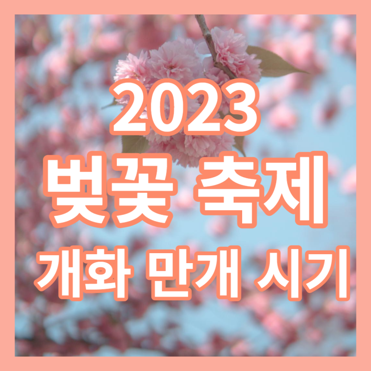 2023년 벚꽃축제 일정 개화/만개 총정리
