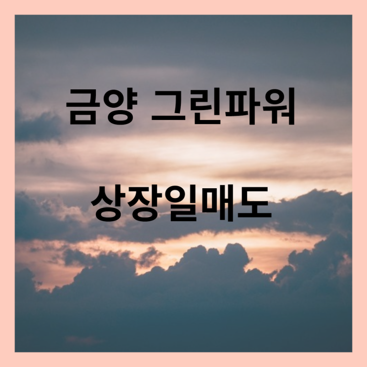 공모주 금양그린파워 매도