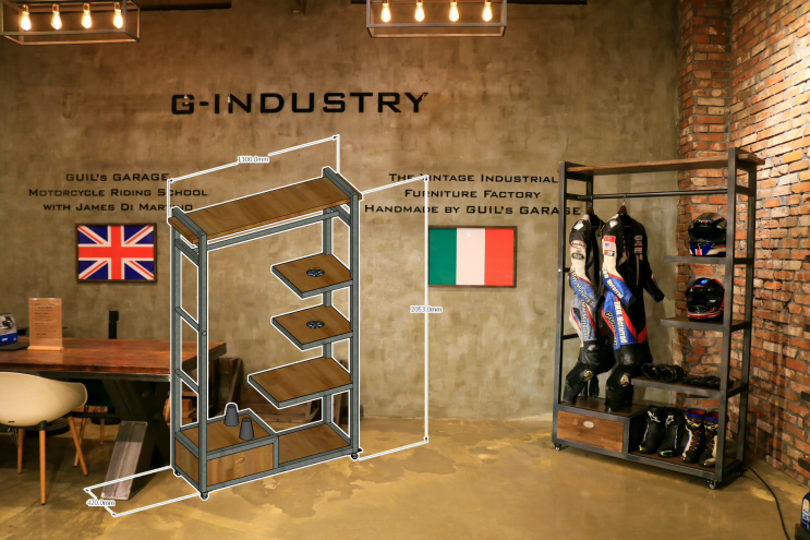  원피스 가죽 수트와 헬멧 건조 기능이 있는 Vintage industrial Hanger rack 출시!