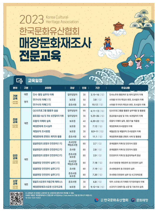 문화재청, 「2023년도 매장문화재조사 전문교육」 운영 문화재청, 「2023년도 매장문화재조사 전문교육」 운영