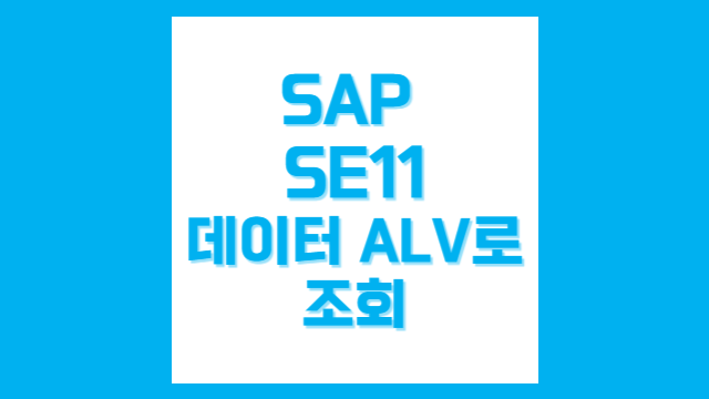  [SAP/SE11] 데이터 ALV로 보기 설정