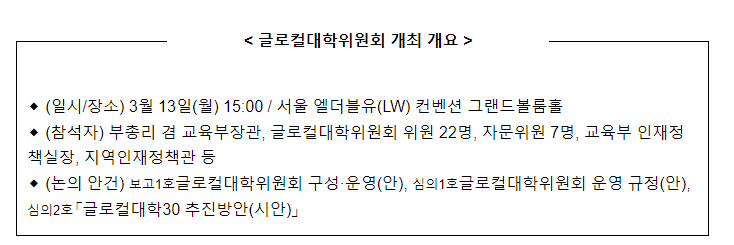 민간전문가 중심의 글로컬대학위원회 출범 민간전문가 중심의 글로컬대학위원회 출범