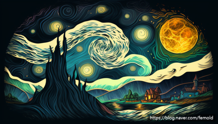 챗GPT 그림소설 : 별이 빛나는 밤(The Starry Night) - 빈센트 반 고흐(Vincent van Gogh)
