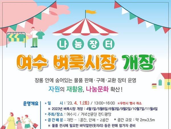  여수시, ‘여수 벼룩시장’ 거북선공원 잔디광장에서 4월 1일 개장