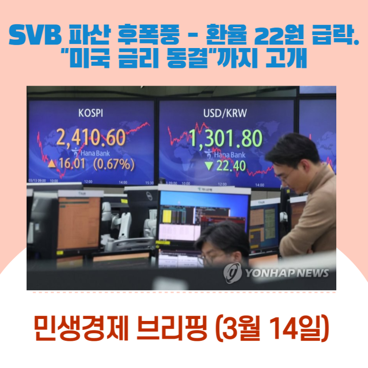  SVB 파산 후폭풍 - 환율 22원 급락..."미국 금리 동결"까지 고개