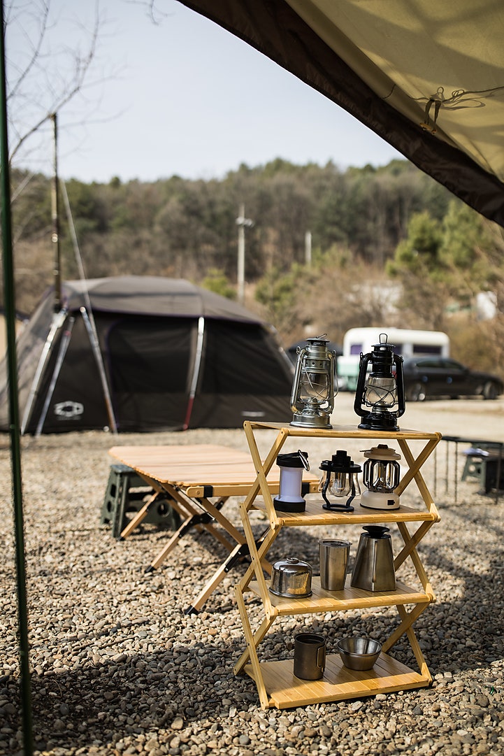 캠핑 접이식 우드 쉘프 4단 가성비 좋은 원스위크라이프 캠핑용품