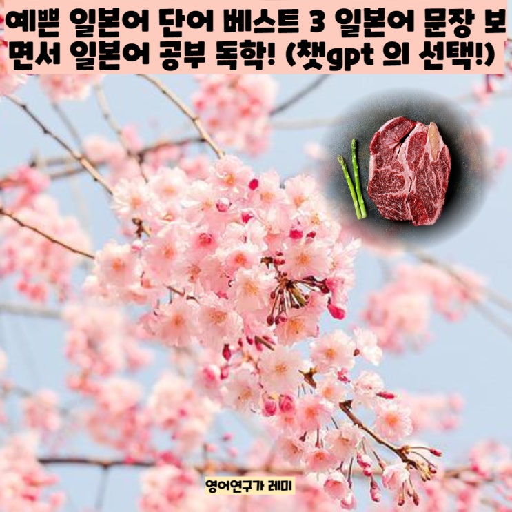 예쁜 일본어 단어 베스트 3 일본어 문장 보면서 일본어 공부 독학! (챗gpt 의 선택!)