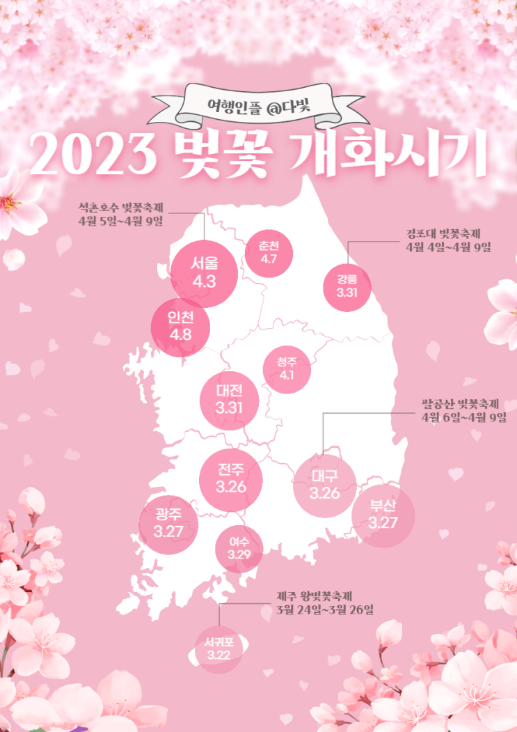 2023 벚꽃 개화시기와 전국 명소 60곳