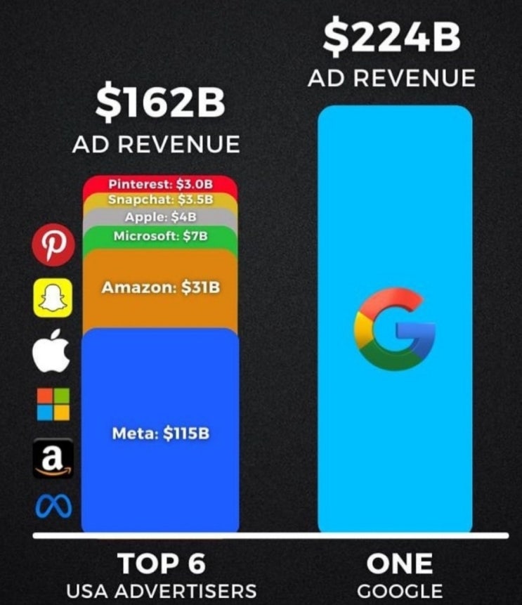 [스냅샷] 구글 광고 매출  vs 차상위 6개