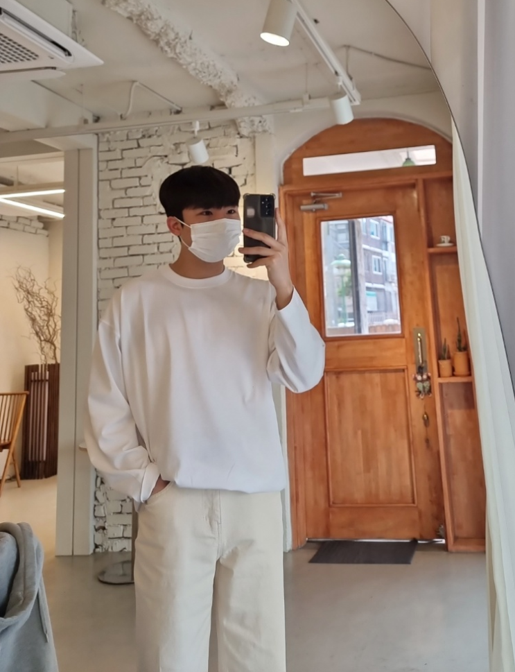  남자 가성비 무지티 브랜드 레인 LAINE 롱 슬리브 기본티 후기