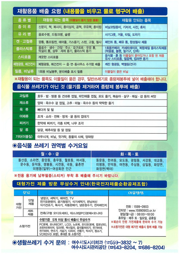  여수시, ‘폐가전제품 무상방문 수거 서비스’ 추진