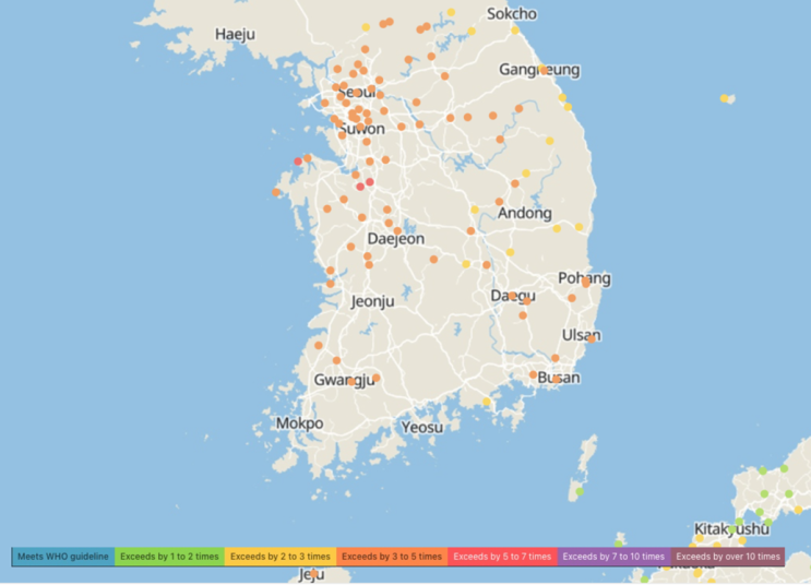  2022 국내외 초미세먼지 수준