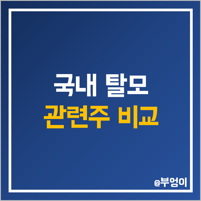 국내 탈모 관련주 비교 : 동성제약 인스코비 대웅제약 인산가 올릭스 현대약품 강스템바이오텍 안트로젠 바이오니아 이노진 보령 주식 주가 배당금 배당수익률 시가총액 PER PBR 순위 국내 탈모 관련주 비교 : 동성제약 인스코비 대웅제약 인산가 올릭스 현대약품 강스템바이오텍 안트로젠 바이오니아 이노진 보령 주식 주가 배당금 배당수익률 시가총액 PER PBR 순위