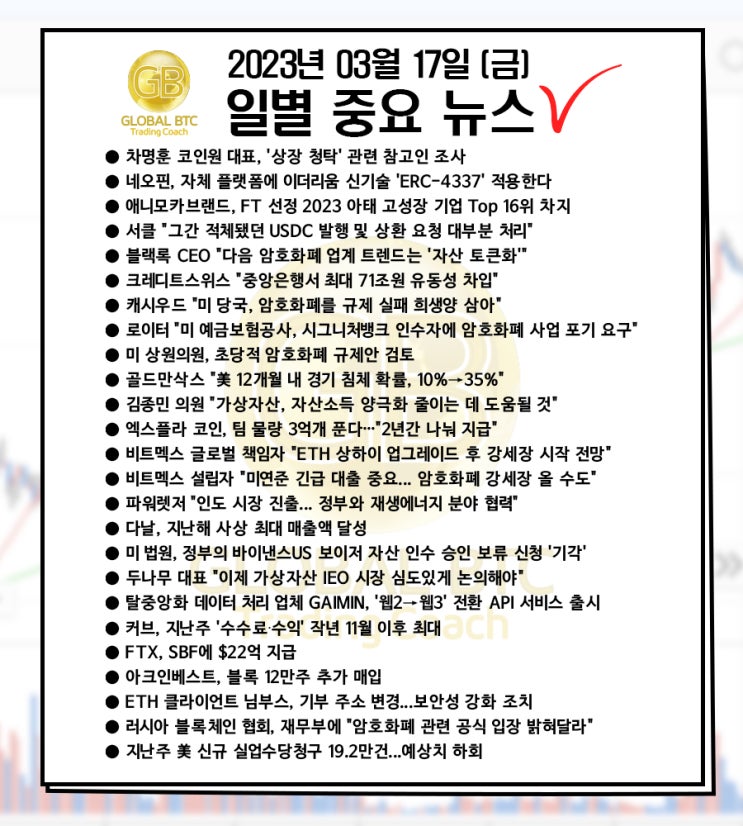  2023년 03월 17일 (금) 일별 중요 뉴스