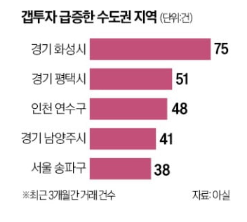 수도권 갭투자 꿈틀 : 화성,수원,인천 수도권 갭투자 꿈틀 : 화성,수원,인천