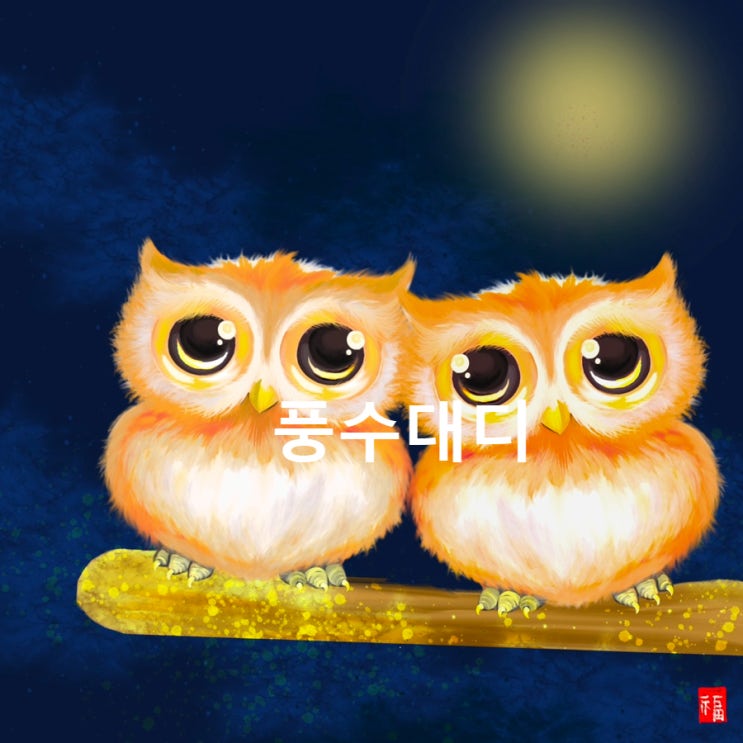  오복을 불러오는 부엉이 풍수 그림 그리기