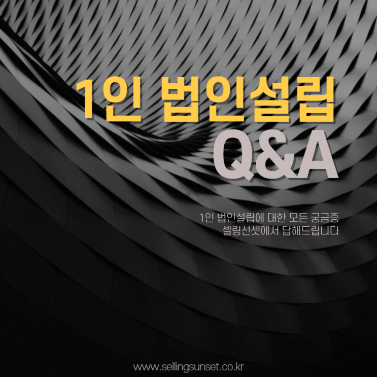  부동산투자에 유리한 1인 법인설립  Q&A