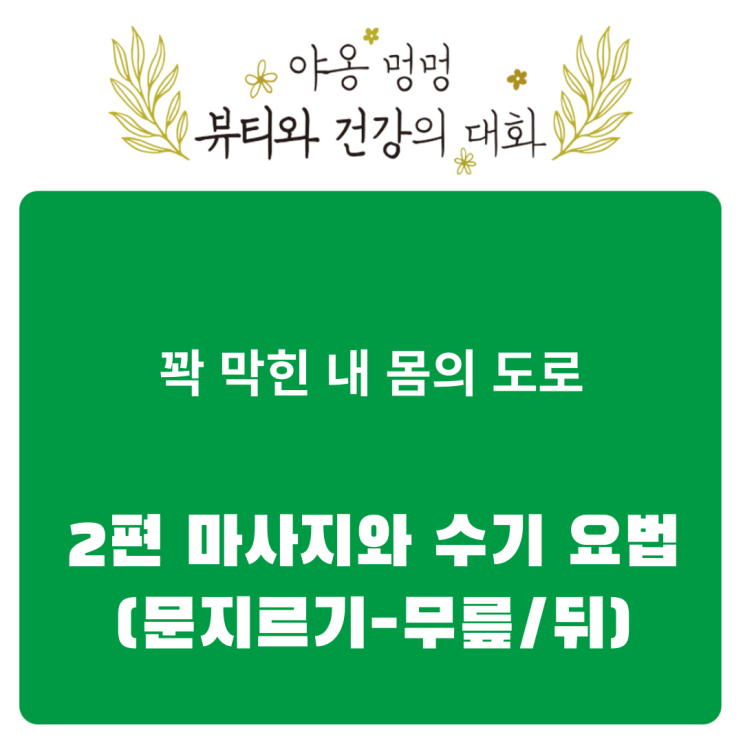 꽉 막힌 내 몸의 도로: 2편 마사지와 수기 요법(문지르기-무릎/뒤)