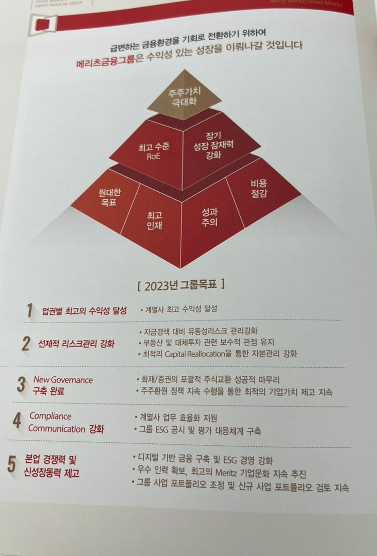 메리츠금융지주 주주총회 후기 : 자사주 4,000억? : 네이버 블로그