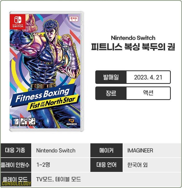  피트니스 복싱 북두의 권 닌텐도 스위치 정발 패키지 보류 ㅜ..ㅜ