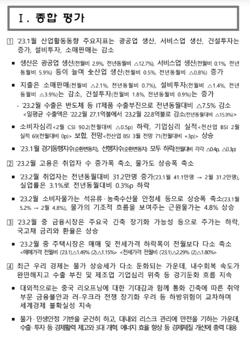 2023년 3월 최근 경제동향 2023년 3월 최근 경제동향