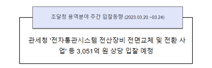 용역분야 주간 입찰동향 (2023.03.20.~03.24)_조달청