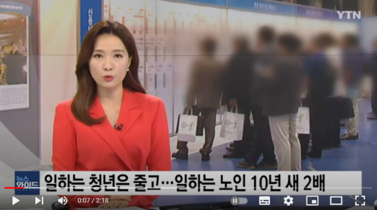 일하는 청년은 줄고...일하는 노인은 10년 새 2.1배로 늘어[YTN]