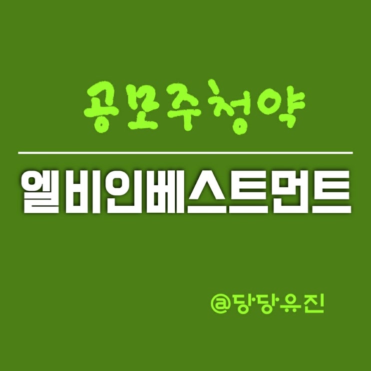  공모주청약ㅣ엘비인베스트먼트 공모주 청약정보 및 상장예정일