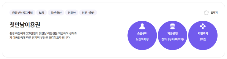  출생아동 첫만남 이용권