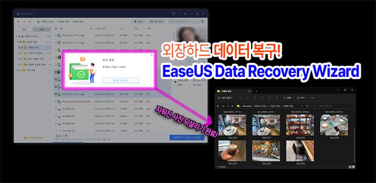 외장하드 데이터 복구 이지어스 파일 복원 프로그램으로 사진 되살리기 EaseUS Data Recovery Wizard 할인 쿠폰코드