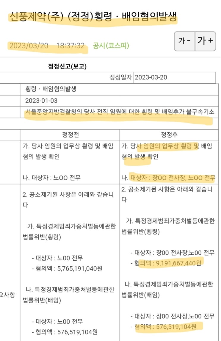 신풍제약은 횡령, 배임혐의가 발생한 회사! 거래정지될지도 모르니 공매도 들은 당장 상환해야할 것! 신풍제약은 횡령, 배임혐의가 발생한 회사! 거래정지될지도 모르니 공매도 들은 당장 상환해야할 것!