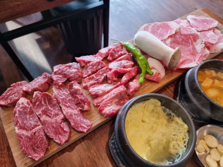 김포 장기동 고기 맛집 "육도" 2인세트! 표고버섯 와사비에 반하고 오다