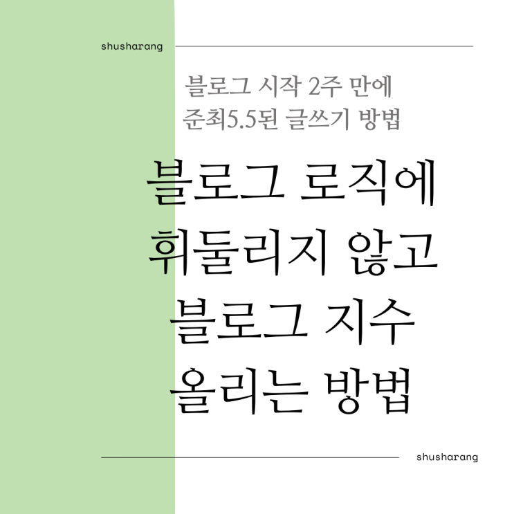  블로그 시작 2주 만에 지수 준최 5.5까지 올린 방법