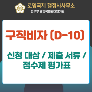  구직비자 D10으로 변경하기: D-10-1대상 및 요건, 점수제 구직비자 세부평가 기준
