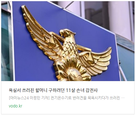 [아침뉴스] 욕실서 쓰러진 할머니 구하려던 11살 손녀 감전사