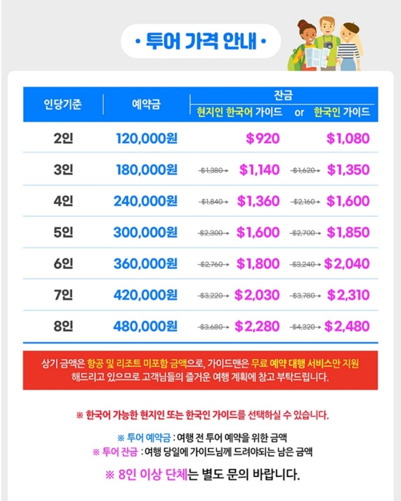 다낭 가족 여행비 패키지 렌트카 가격 사전 예약 신청