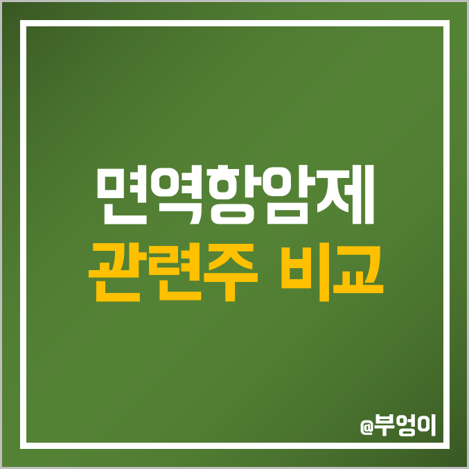 면역항암제 관련주 비교 : 앱클론 파멥신 메드팩토 압타바이오 신라젠 오스코텍 이수앱지스 박셀바이오 에스티큐브 제넥신 유틸렉스 티움바이오 셀리드 바이젠셀 에이비엘바이오 큐리언트 주가 면역항암제 관련주 비교 : 앱클론 파멥신 메드팩토 압타바이오 신라젠 오스코텍 이수앱지스 박셀바이오 에스티큐브 제넥신 유틸렉스 티움바이오 셀리드 바이젠셀 에이비엘바이오 큐리언트 주가