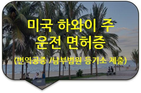 부동산 증여관련 서류, 미국 하와이주 '운전 면허증' 번역공증 [법원 등기소 제출] [하남/포천/양평/가평]