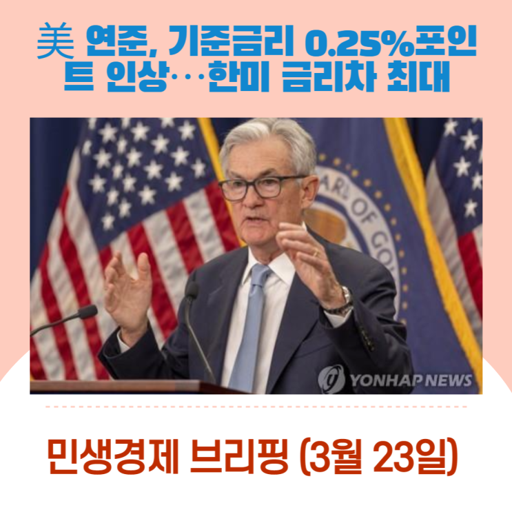  美 연준, 기준금리 0.25%포인트 인상…한미 금리차 최대 [민생경제 브리핑]