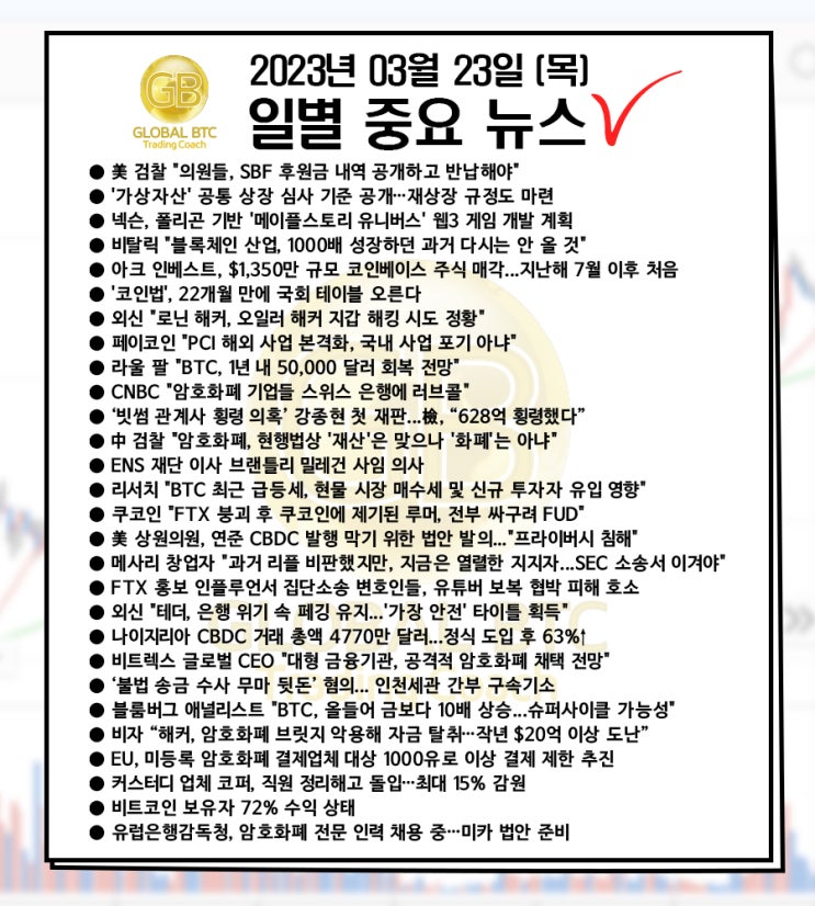  2023년 03월 23일 (목) 일별 중요 뉴스
