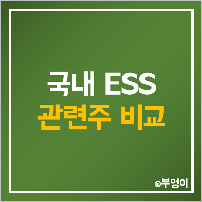 국내 ESS 관련주 비교 : 비나텍 씨아이에스 원익피앤이 포스코ICT 세방전지 신성이앤지 삼화콘덴서 현대에너지솔루션 효성중공업 피엔티 윌링스 주식 주가 배당금 PER PBR 순위