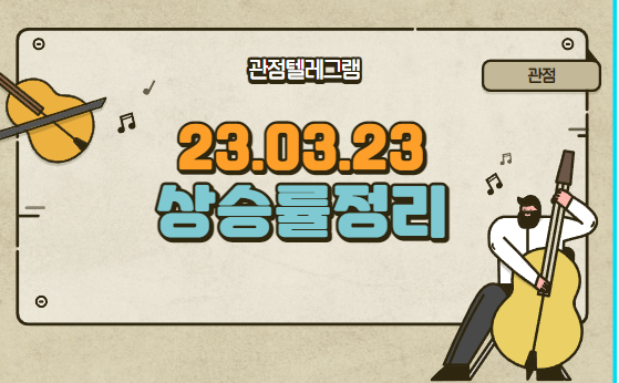 3월 23일 상승률정리 (태경비케이.이수화학.에코프로에이치엔.이원컴포텍.어반리튬.금양.디에이테크놀로지.TCC스틸.엔에스엔.뉴로메카.클리노믹스.에이테크솔루션.한농화성.에코프로비엠) 3월 23일 상승률정리 (태경비케이.이수화학.에코프로에이치엔.이원컴포텍.어반리튬.금양.디에이테크놀로지.TCC스틸.엔에스엔.뉴로메카.클리노믹스.에이테크솔루션.한농화성.에코프로비엠)
