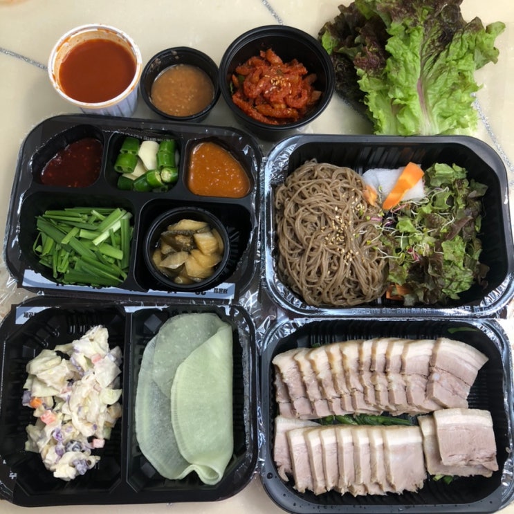  송도 배달 맛집 놀부보쌈 1인 막국수 세트 추천