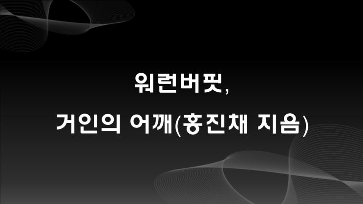  워런버핏, 거인의 어깨(홍진채 지음)