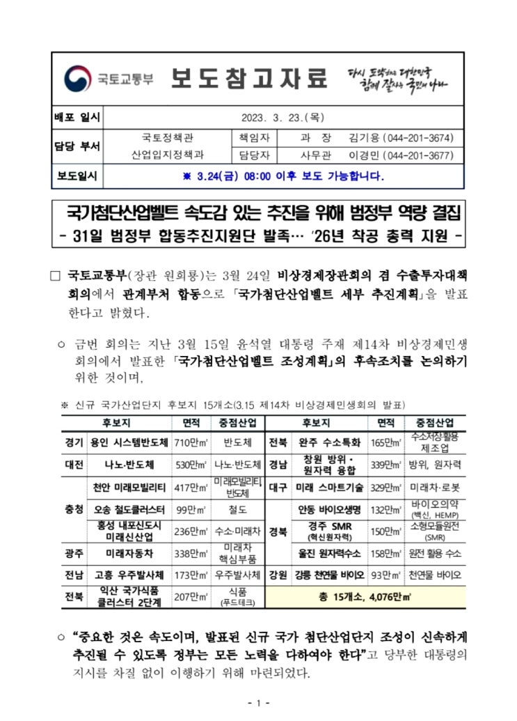  국가첨단산업벨트 조성계획