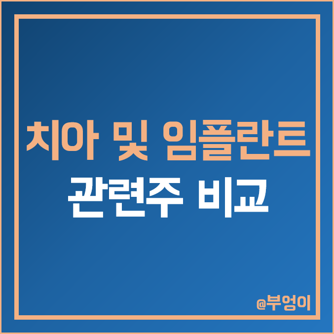 국내 치아 및 임플란트 관련주 비교 : 디오 오스템 레이 나이벡 오스코텍 바텍 현대바이오랜드 덴티스 신흥 덴티움 오스테오닉 레이 주식 주가 배당금 시가총액 PER PBR 순위