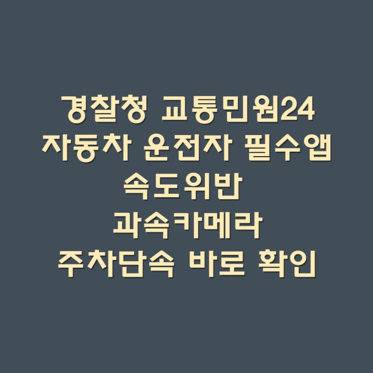  경찰청 교통민원24#자동차 운전자 필수 앱#속도위반 과속카메라#주차단속 바로 확인