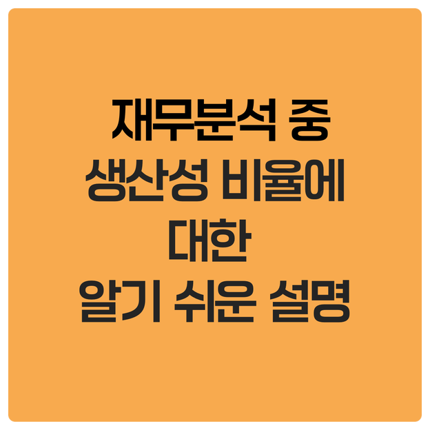  재무분석 중 생산성 비율에 대하여 알기쉽게 설명합니다