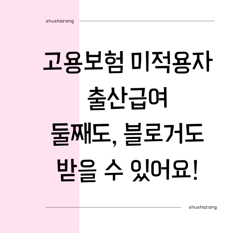 고용보험 미적용자 출산급여 둘째도 받을 수 있어요.