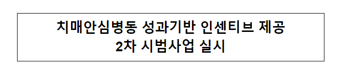 치매안심병동 성과기반 인센티브 제공 2차 시범사업 실시